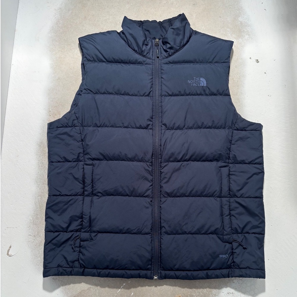 The North Face Aconcagua 550 Down Puffer Vest Mens XL Navy Blue Full Zip